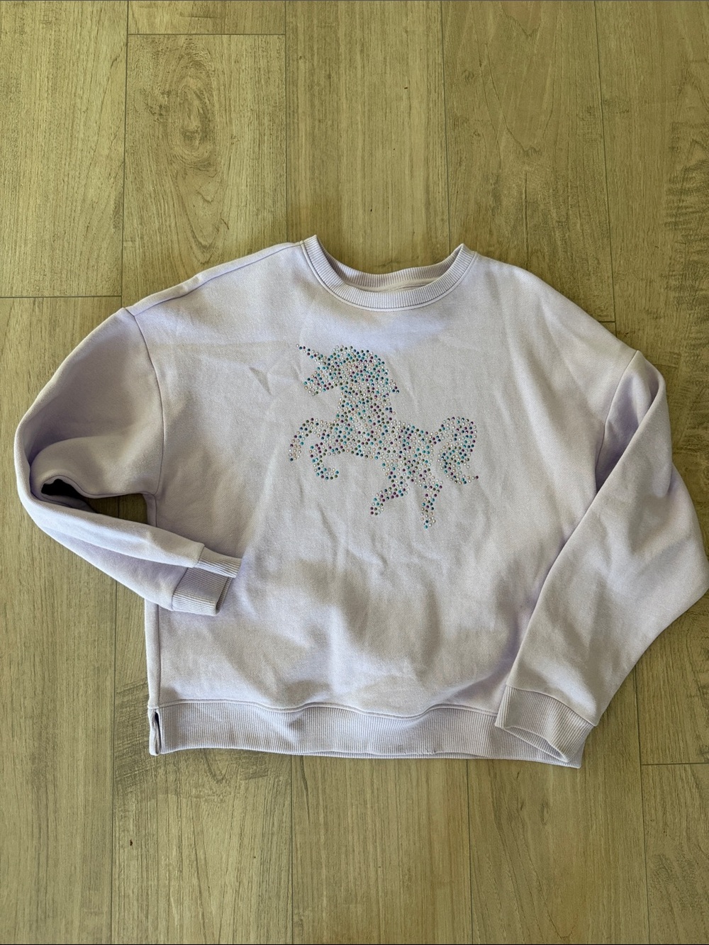 wonder nation Lilac Crewneck Sweatshirt with Rhinestone Unicorn